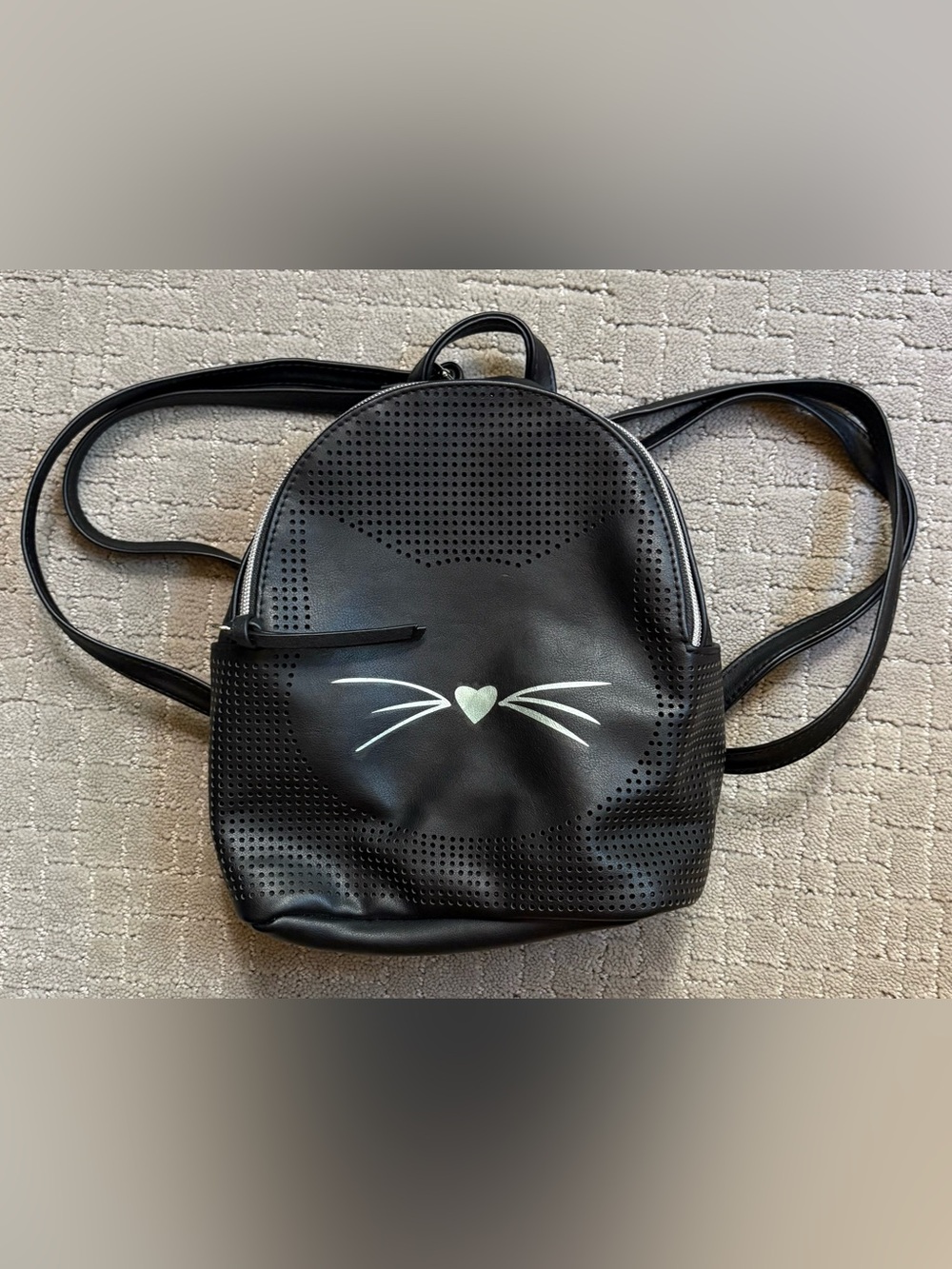 T-Shirt & Jeans Black Cat Mini Backpack with White Whisker Detail